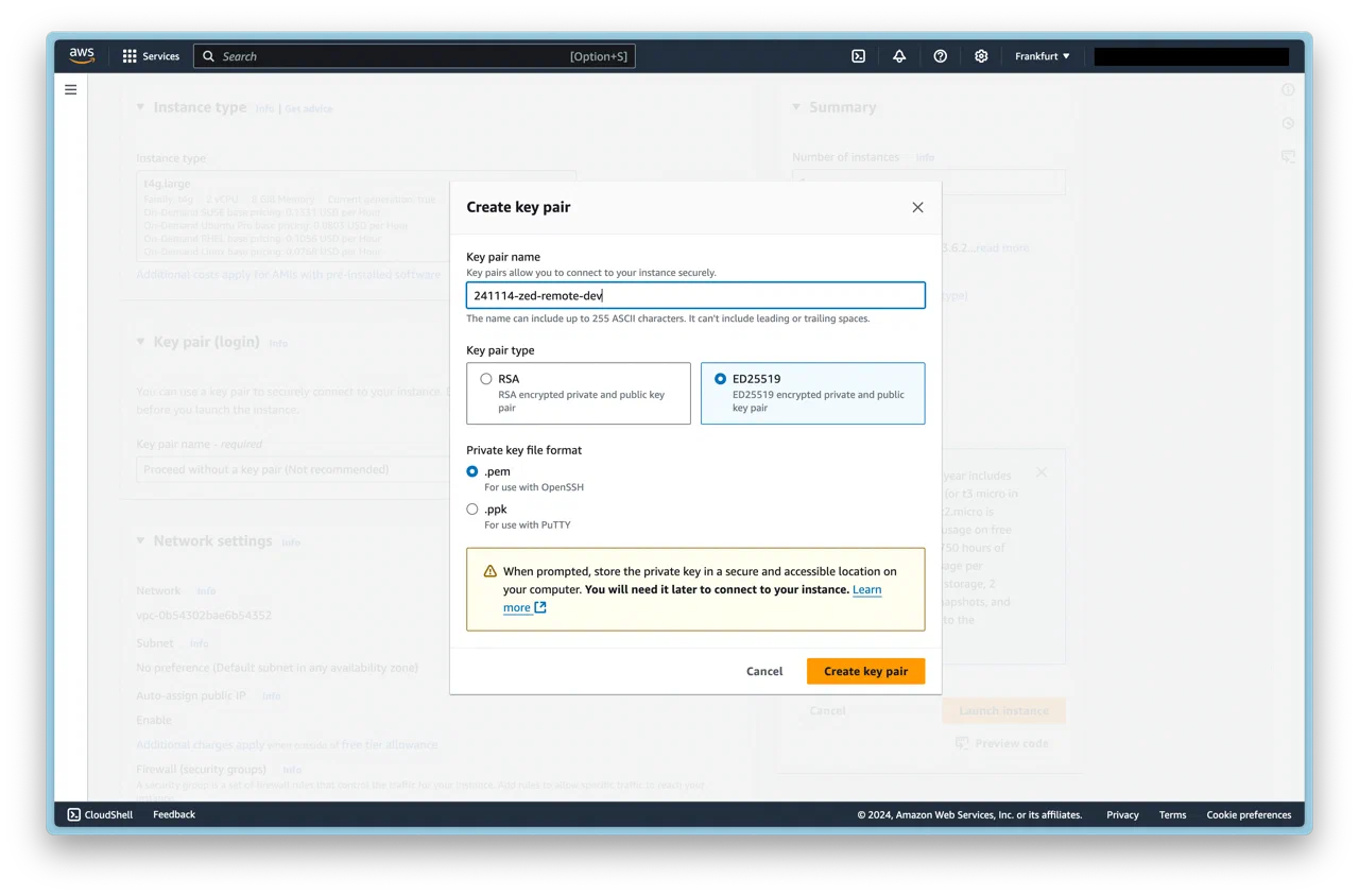 create a new SSH key pair